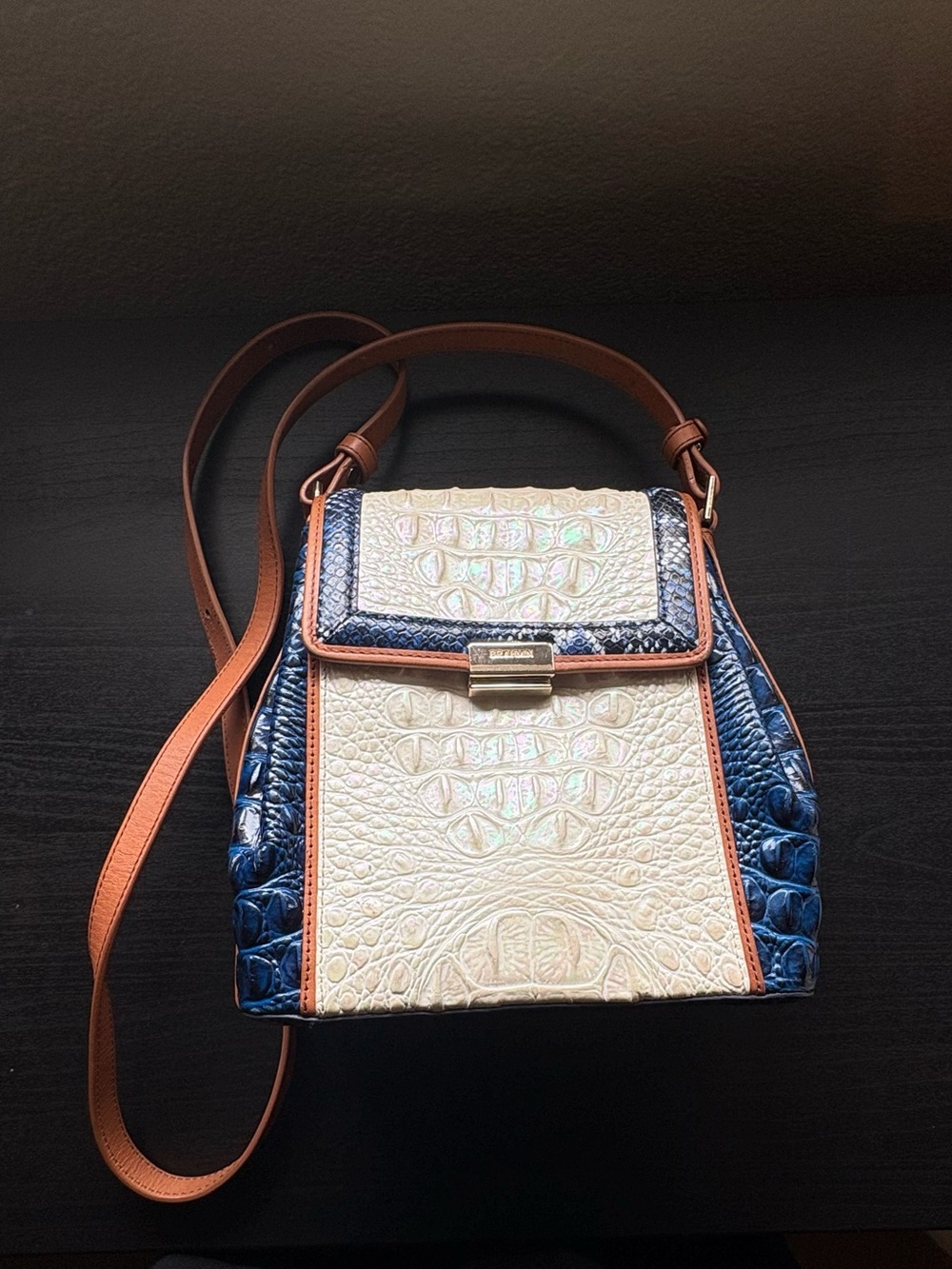 Brahmin Margo Tri-Texture Croc & Snakeskin Flap Crossbody Bag